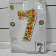 Anagram Balloon Formz 51" Number 7 Silver Foil Balloon Birthday Party Decor