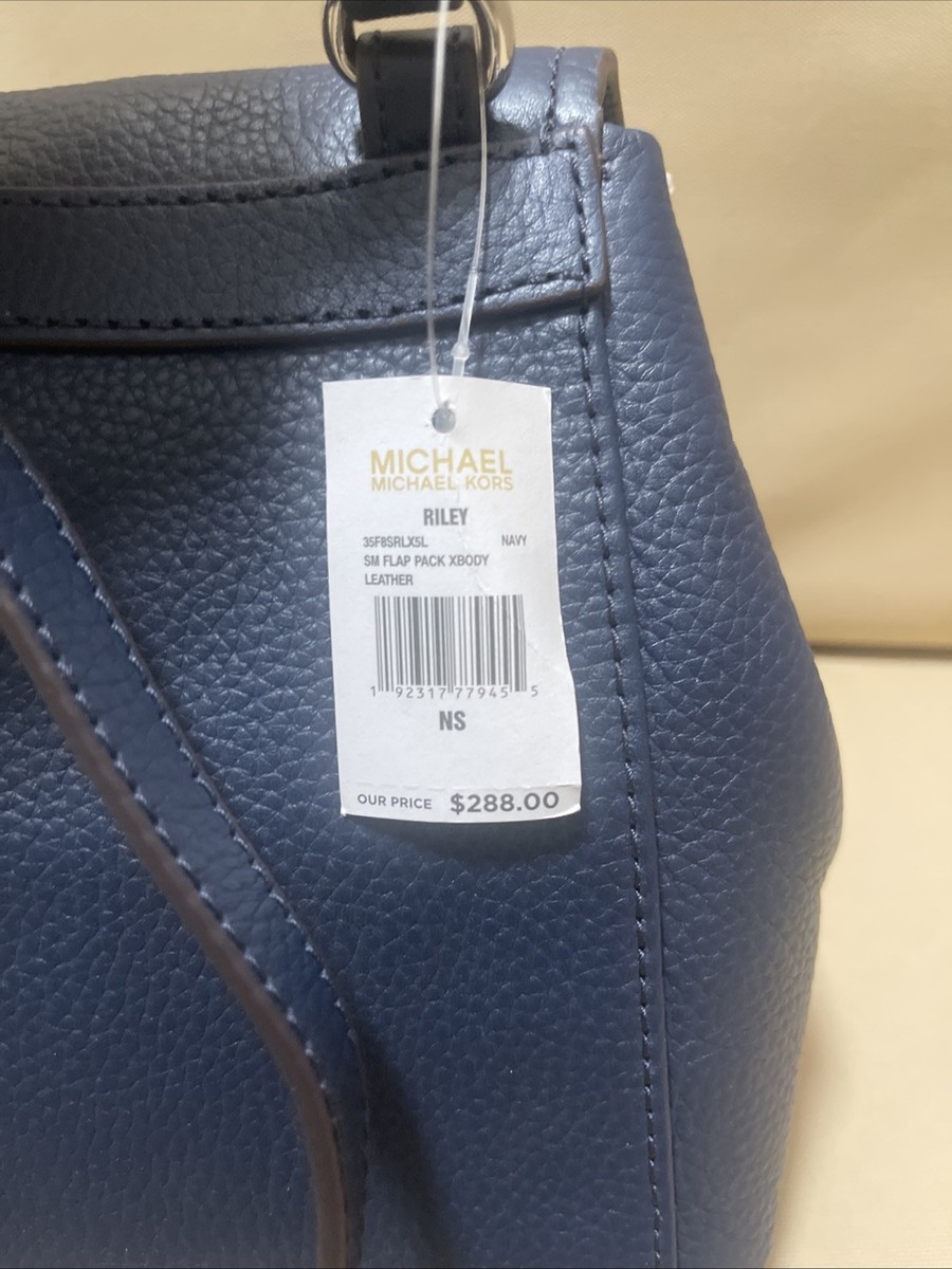 NWT MICHAEL KORS Riley Small Flap – Navy Pebbled Leather  display picture 3