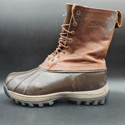 Cabelas Hunting Snow Boots Thinsulate Ultra 10" Mens 12 Leather Rubber 83-0503 - 第 2/21 張圖片