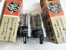 Pair GE NOS 6AX4-GTb Power Damper Diode Audio Vacuum Tubes