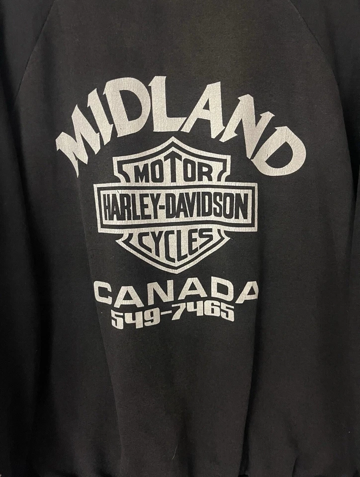 Vintage 80s Harley Davidson Motorcycle Sweatshirt GOD CREATED HARLEY Raglan - Image 3 of 4