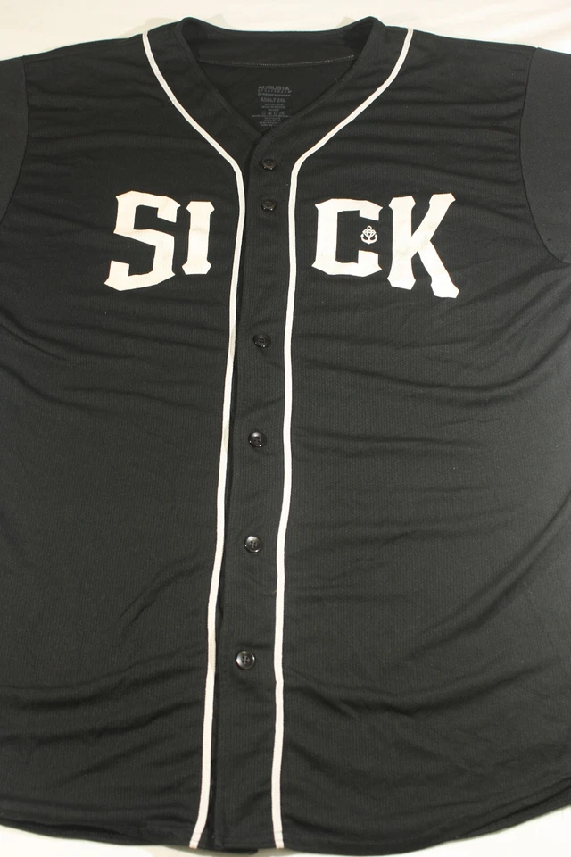 Mens Softball Jersey Black Short Sleeve Button Up "Sick" Augusta Sports Size 2XL - Image 2 of 4