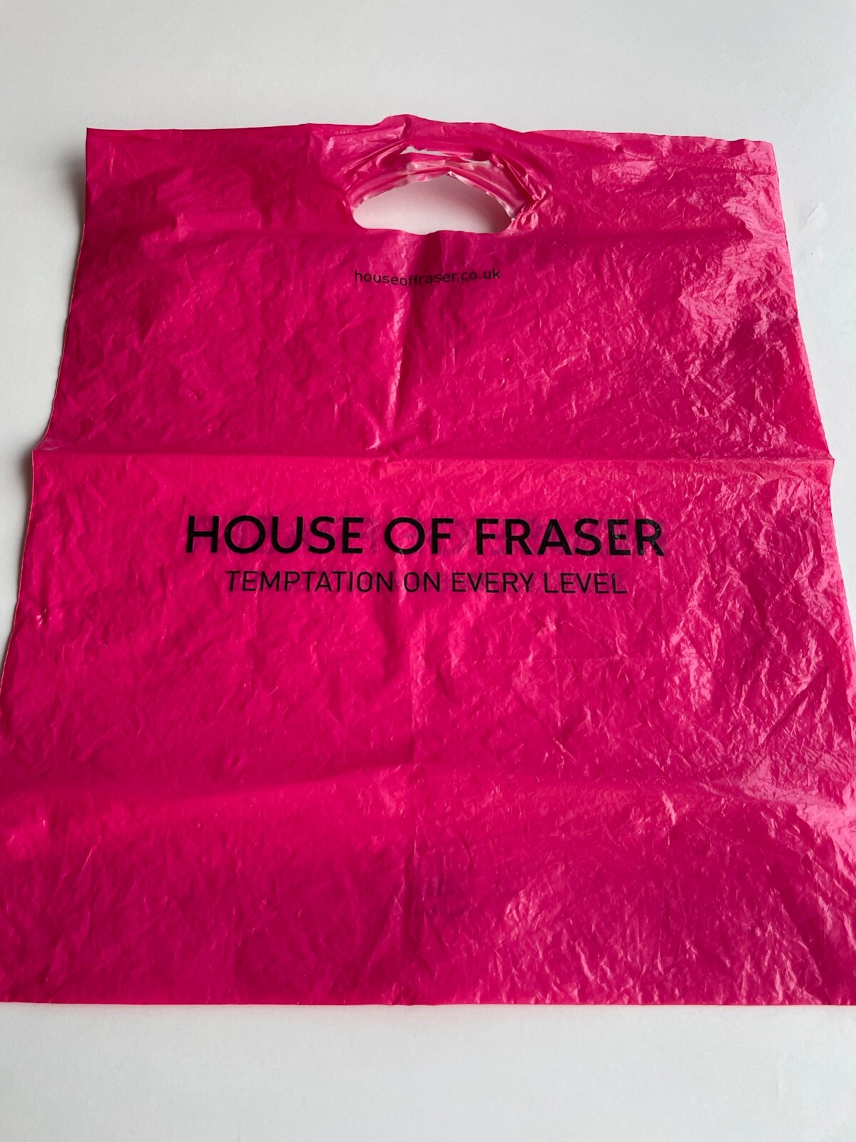 HOUSE OF FRASER PINK PLASTIC CARRIER BAG SIZE APPROX 45 X 39CM eBay