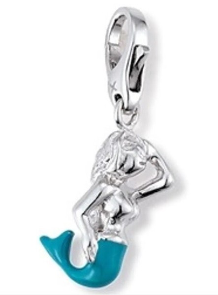 Gooix Charm Silber 925 Charms AnhäNger Meerjungfrau Nixe Silber TüRkis Neu 126-image