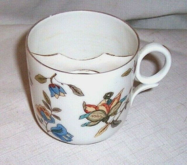 ANTIQUE VICTORIAN PORCELAIN CHINA MOUSTACHE TEA CUP HAND PAINTED FLORAL