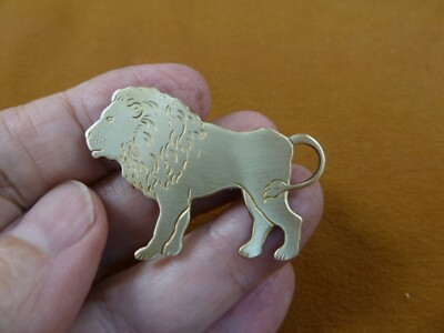 (B-LION-800) Lion standing full body Big cat brass pin pendant lions