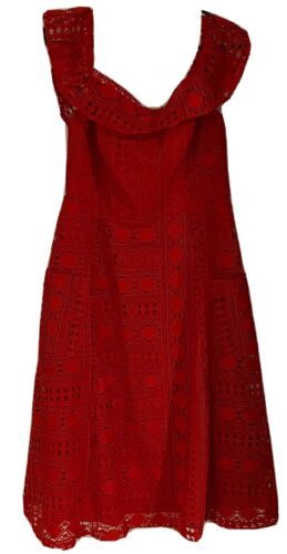 Womens ASOS Dress UK Size 12 Red Off the Shoulder - Picture 1 of 4