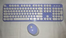 :: Ubotie WIRELESS KEYBOARD MOUSE Set 104-keys full size Sweet Purple White