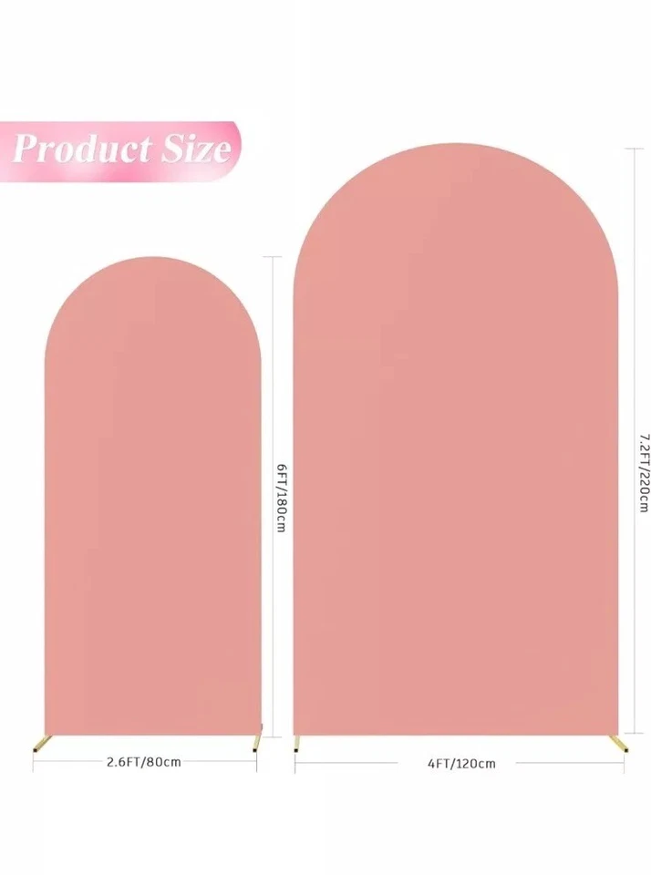 Wokceer Wedding Arch Cover 7.2FT,6FT Spandex Fitted Wedding Archetand Cover Rose - Image 2 of 4