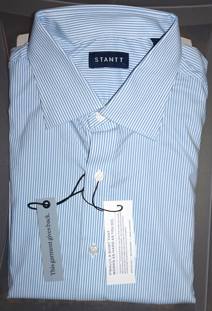STANTT Mens Dress Shirt 15.5 - 34/35 Blue White Striped Performance Stretch NWT | eBay STANTT Mens Dress Shirt 15.5 - 34/35 Blue White Striped Performance Stretch NWT | eBay