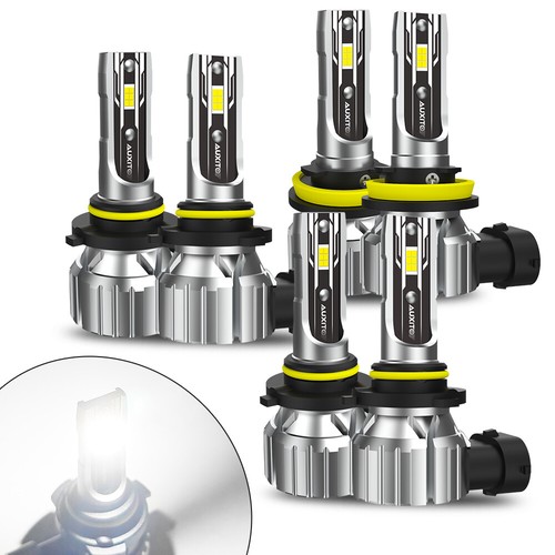 AUXITO Combo 9005+9006+H11 LED Headlight High Low Beam Light Fog White CANBUS X6 - Picture 15 of 17