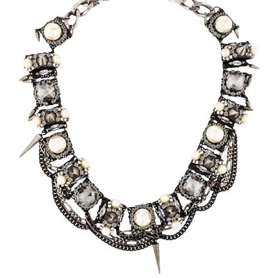 $978 Erickson Beamon Crystal Spike Pearl Punk Collar Statement Necklace