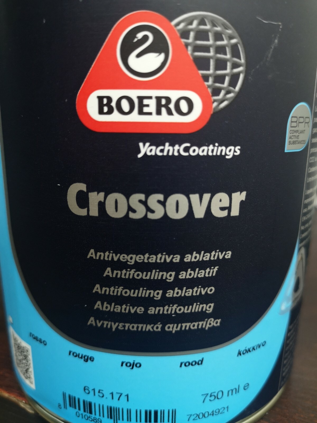 BOERO CROSSOVER ANTIVEGETATIVA ABLATIVA 750ML yacth coatings  col. ROSSO NAUTICA