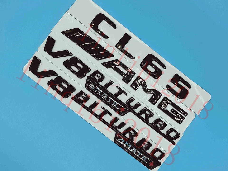 Adhesivo negro brillante plano CL65 AMG V8 BITURBO maletero emblemático insignia para Mercedes Benz Foto 4 de 4