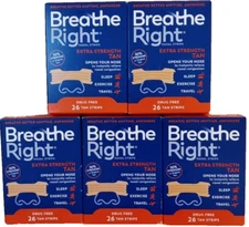 130 BREATHE RIGHT NASAL STRIPS, EXTRA STRENGTH TAN ( 5 x 26 CT BOXES ) EXP 2028