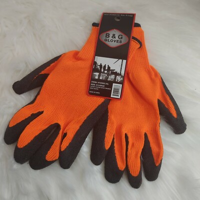  B&G Latex Dipped High-Visibility Orange Work Gloves - X-Large