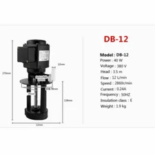DB-12 Cooling Water Pump 40W 2860r/min 380V Machine Coolant Pump Tool