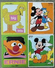 Playskool Wood Puzzles Big Bird, Ernie, Mickey  Donald, Lot of 4