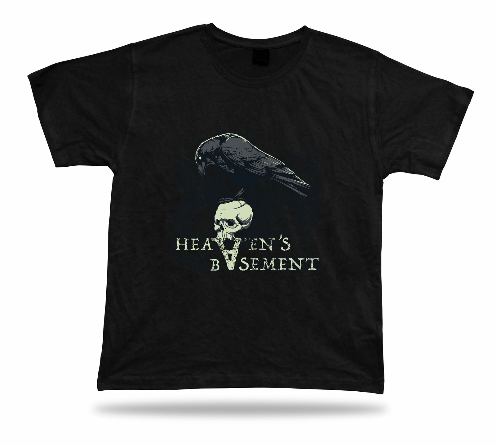 Tshirt Tee Shirt Birthday Gift Idea Heavens Basement Raven Skull Dark Gothic