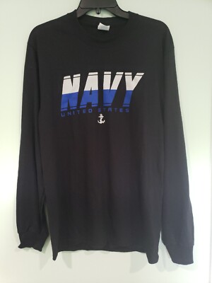 Port & Co. US Navy Warriors I57 MMC McCarty Black Blue Shirt Long Sleeve Mens M