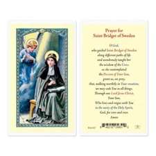 Prayer for Saint Bridget of Sweden - Laminated Holy Card E24-417