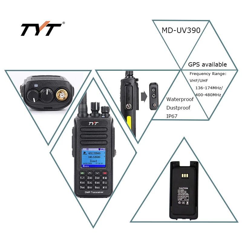 TYT MD-UV390 IP67 Waterproof DMR Digital Funkgeräte Dual Band Walkie Talkies - Bild 3 von 4