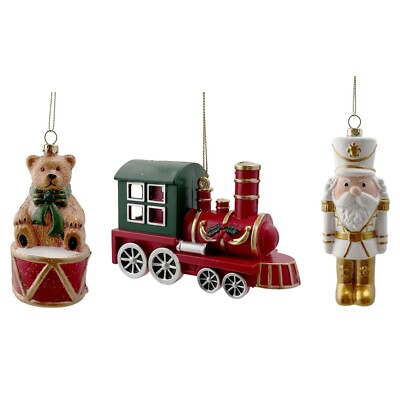 Weihnachtskugeln - Zug Bär oder Nussknacker - traditioneller Baumhänger Geschenke