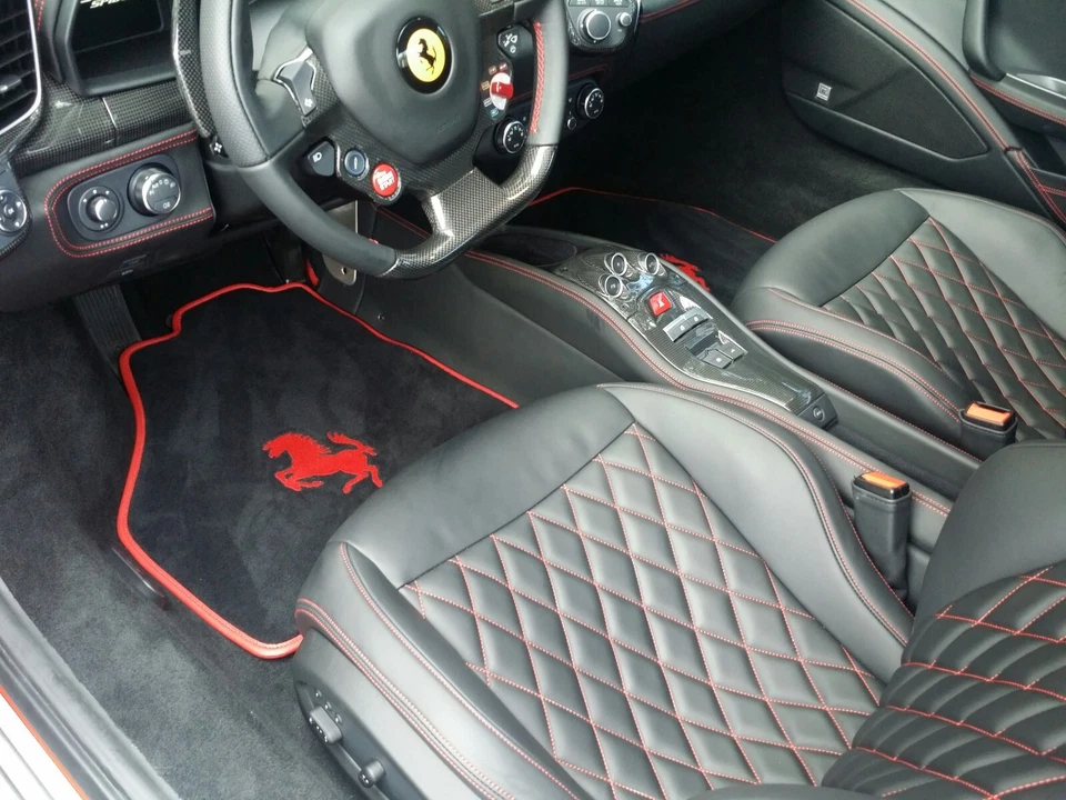 Alfombrillas de terciopelo alemán 69-74 Ferrari Dino 245GT 246GT 2 piezas hechas en EE. UU. antideslizantes Foto 3 de 4