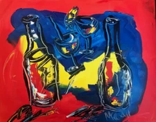 M.KAZAV DRINKS WINE POP ART   painting Abstract Modern Art  Contemporary Vt6VI