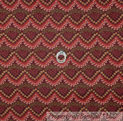 BonEful Fabric FQ Cotton Quilt Maroon Wine Grape VTG Flower Leaf Stripe Dot Xmas