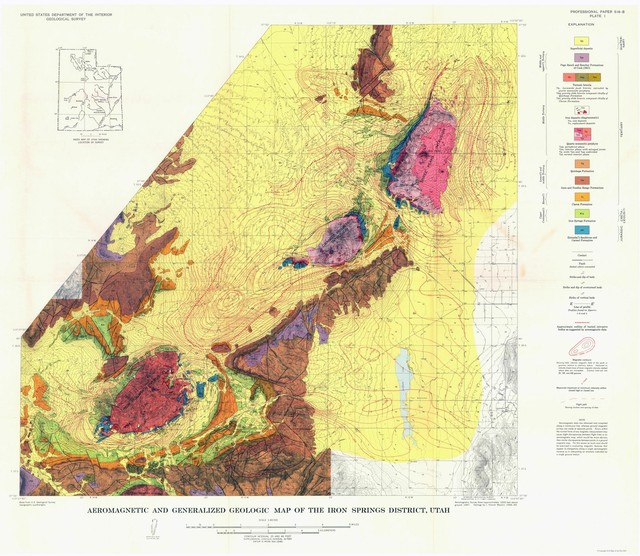Mine Map Utah Iron Springs District USGS 1944 23.00 x 26.46 eBay