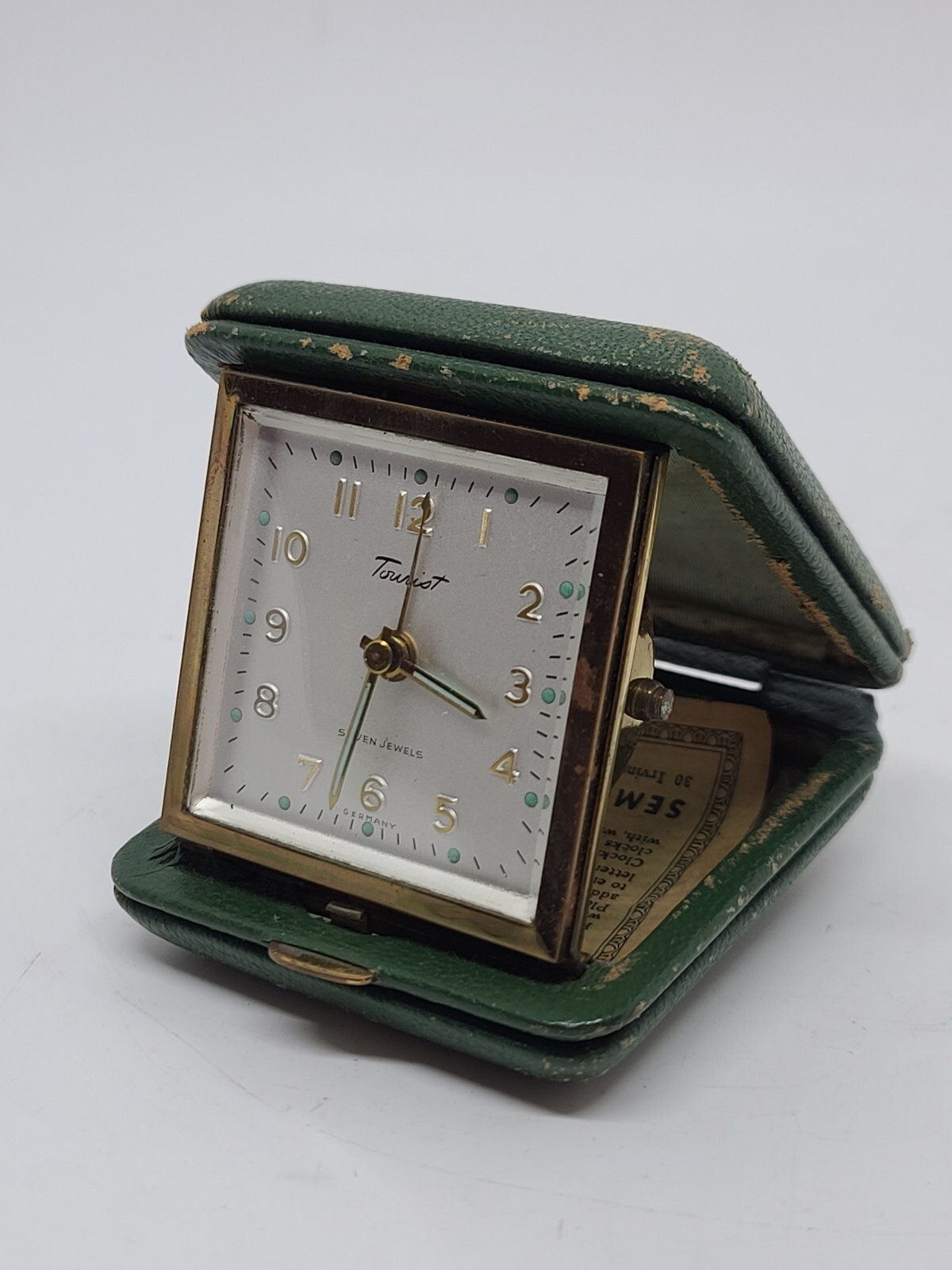 Vintage 1950's 'Tourist' Germany Portable Windup 7 Jewel Travel Alarm