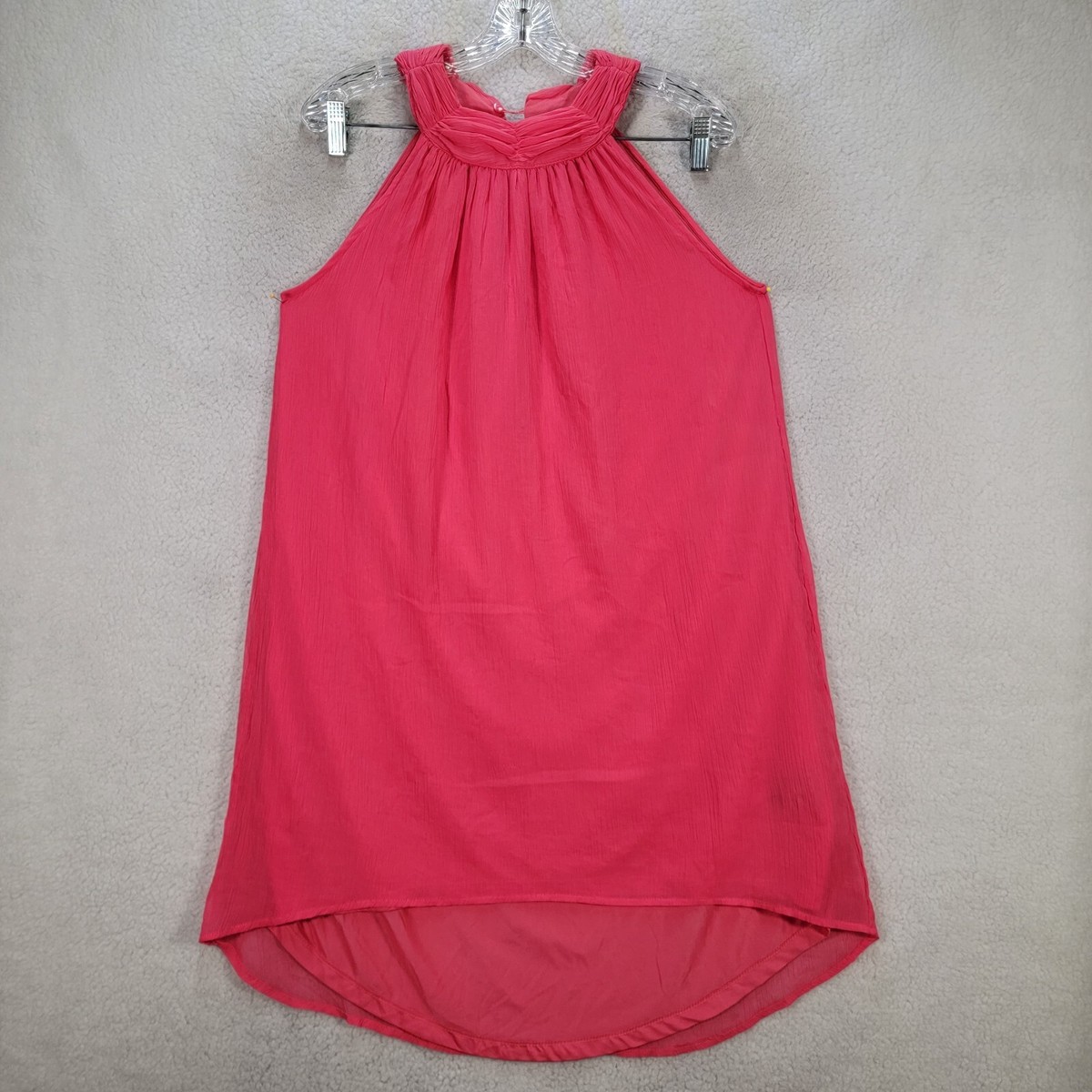 h&m pleated halter dress Womens Size 6 Pink Flowy Hi Low Tunic A Line Sundress Double Dressers