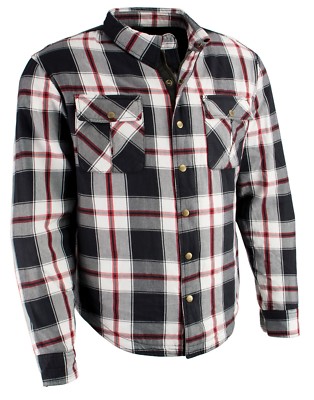 Milwaukee Leather MPM1625 Men's Armored Flannel Biker Shirt w/ Kevlar ...