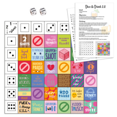 Wandkings Trinkspiel ''Dice & Drink - 2.0'' Geschenk Geburtstag Party