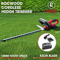 Cordless Hedge Trimmer Cutter Electric 20V 52cm RocwooD Battery And Charger
