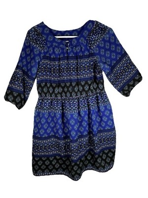 Route 66 Girls Blue Long Sleeve Dress Southwestern Native American Size XL 14/16