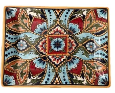 TABLETOPS UNLIMITED 16" La Barca Espana Rectangular Serving Platter Multicolor