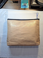 NEW - LANCOME Makeup Bag Golden Metallic Rose Gold Large Pouch Cosmetic Case