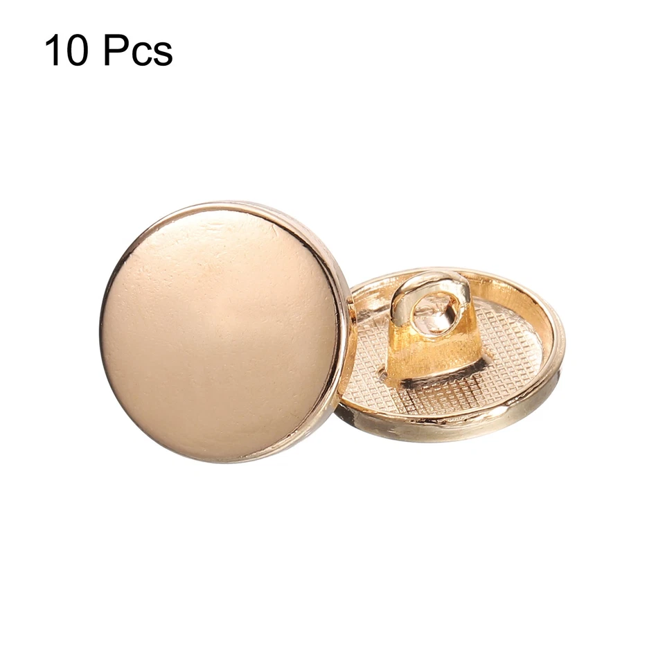 10 peças botões de costura planos redondos de metal 15 mm botão de liga dourada - Imagem 3 de 4