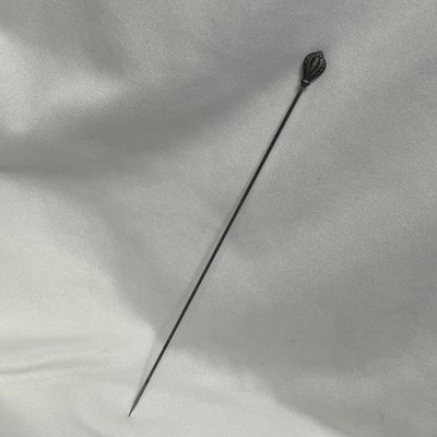 Sterling Silver Hat Pin 6 Inch Carbon Steel Pin Art Deco Balloon Clam Shell