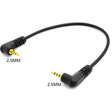 2x 2.5mm Male to 2.5mm male 4 Pole Headphone Audio AUX Cable 20cm 90 degree
