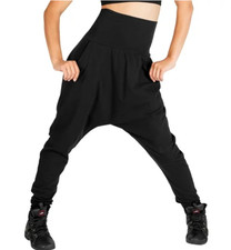 Natalie Harem Drop Crotch Baggy Pants Dance Dancewear Black Adult Women Medium