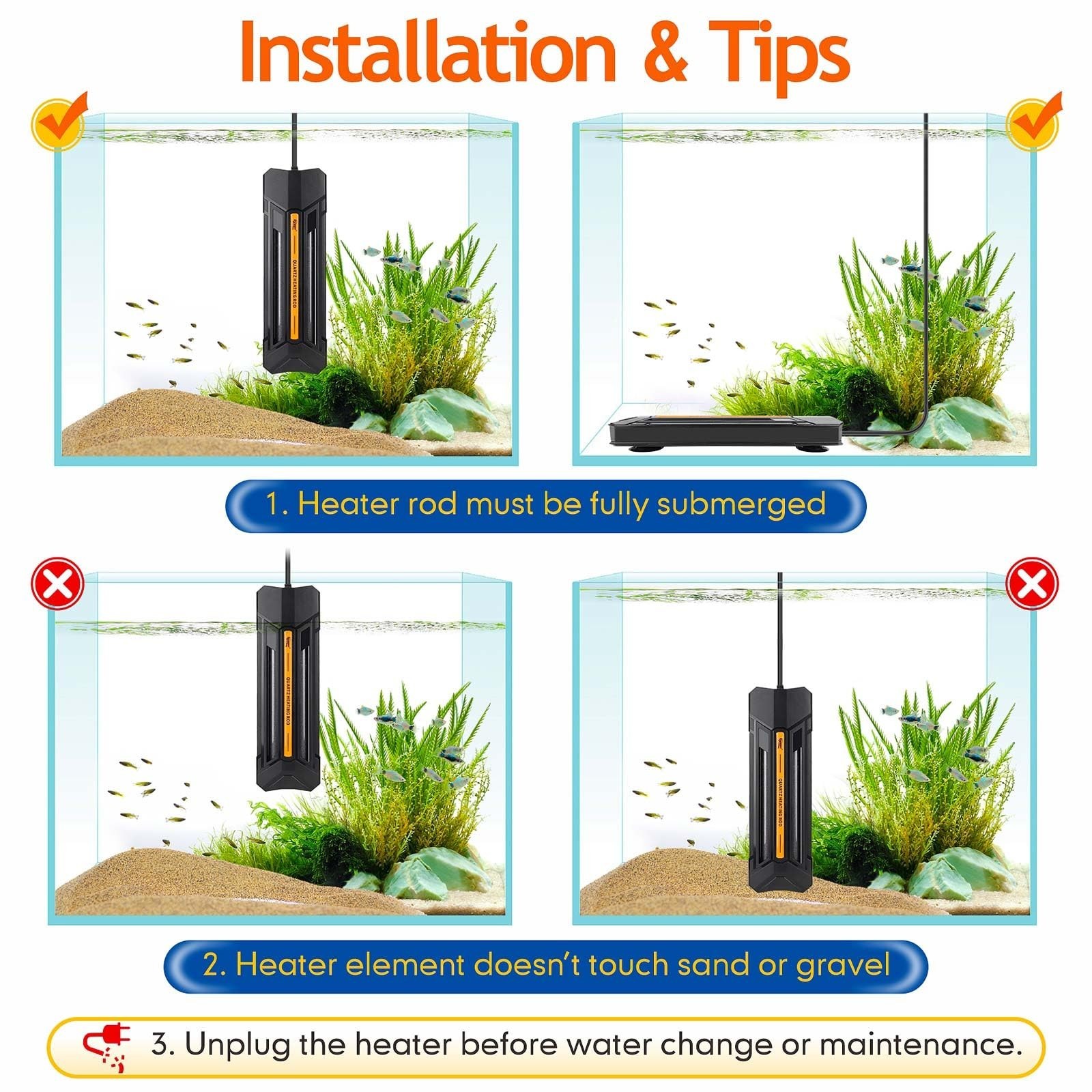 hygger 500W Aquarium Heater with Controller, Adjustable & Submersible Fish Ta...