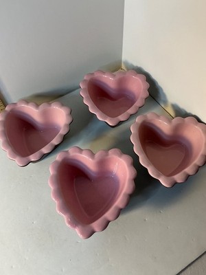 Set of four Chantal Pink Fluted Edge Heart Shaped Ramekins 1.25 cup