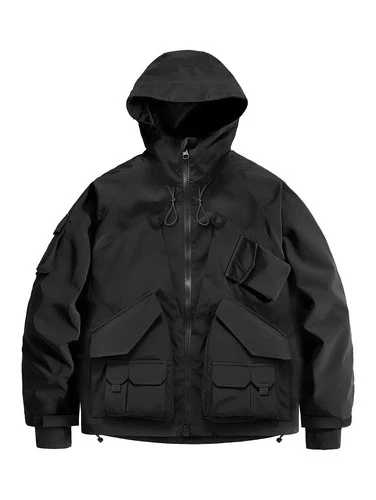 Niepce Men's Techwear Hooded Windbreaker Jacket Tactical Zip Up Streetwear Coat - product listing photo