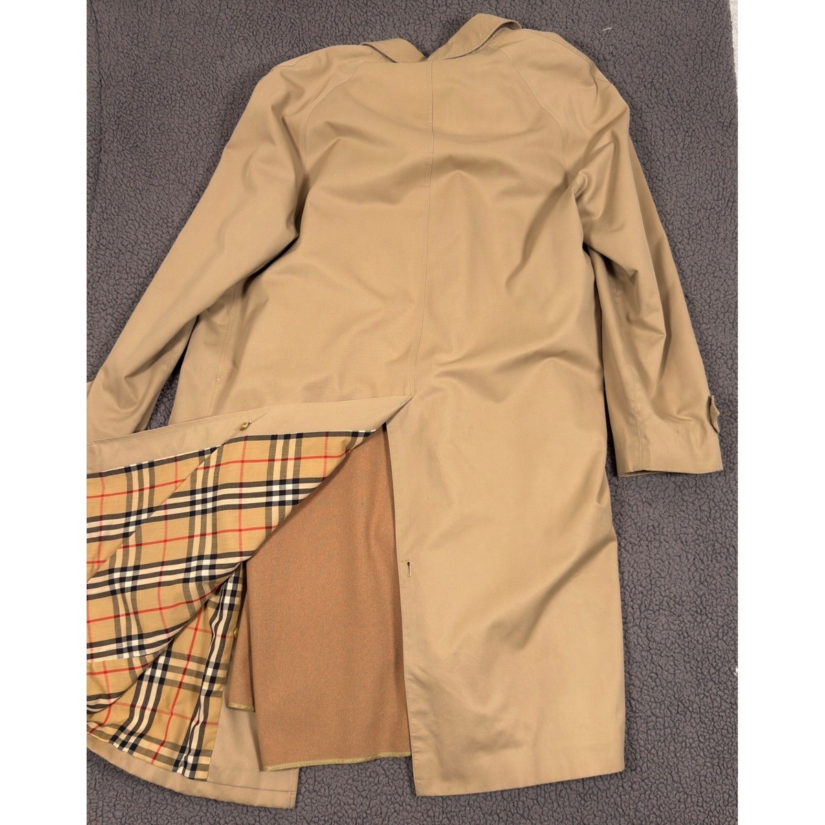 Vintage Burberry Trench Coat Car Nova Check Lining Removable Wool