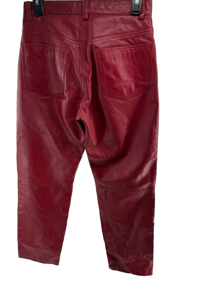 Pantalones DKNY forrados de cuero rojo suave para mujer DE COLECCIÓN Y2K 28x28 Foto 4 de 4