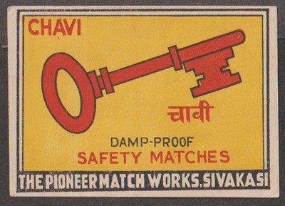 India vintage early matchbox label - Chavi Damp Proof