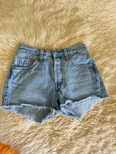 Levi's 501 Women's High Rise Light Wash Denim Cutoff Shorts W25 5-Pocket